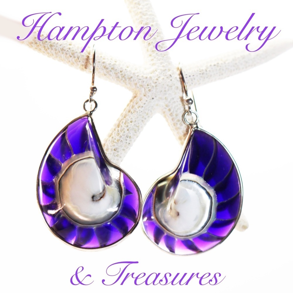 NEW! Black & Silver French Wire Seashell Earrings - Picture 4 of 15